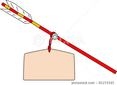 New Year's votive tablet and bow illustration material 92253585