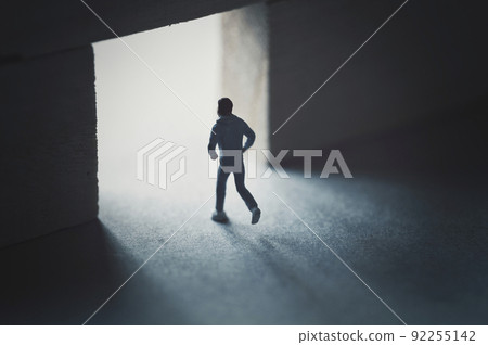 Light door and miniature man 92255142