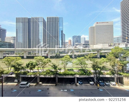 View of Aqua Dojima, Dojima River, Watanabe Bridge, Hanshin Expressway No. 11 Ikeda Line, Nakanoshima Promenade / River / Cloud / Expressway 92255256