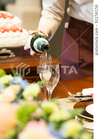 Image of champagne serve at the wedding venue Image of champagne serve at the wedding venue 92256156