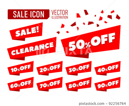 10% -90% off Sale icon set 92256764