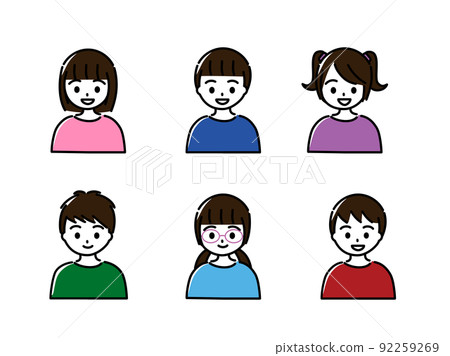 6 men and women (upper body) smile set from infants to lower grades of elementary school 92259269