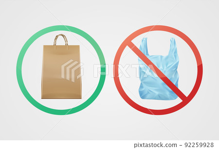 Paper bag against plastic 92259928