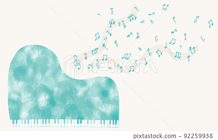 Watercolor-style light blue grand piano 92259938