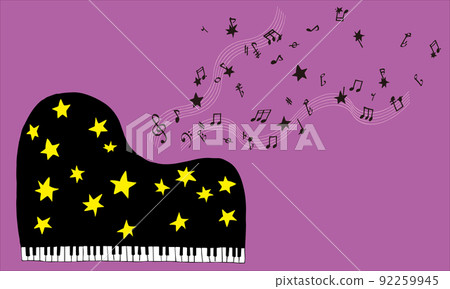 Star grand piano and flowing notes Star grand piano and flowing notes 92259945