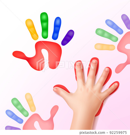 Baby hand with prints Baby hand with prints 92259975