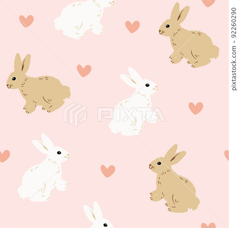 Seamless pattern of brown and white rabbit 92260290