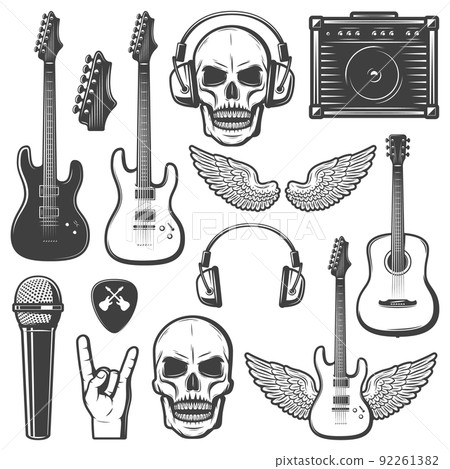 Vintage Rock Music Elements Set Vintage Rock Music Elements Set 92261382