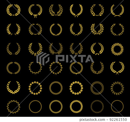 Set of laurel wheat floral wreaths and frames Set of laurel wheat floral wreaths and frames 92261550