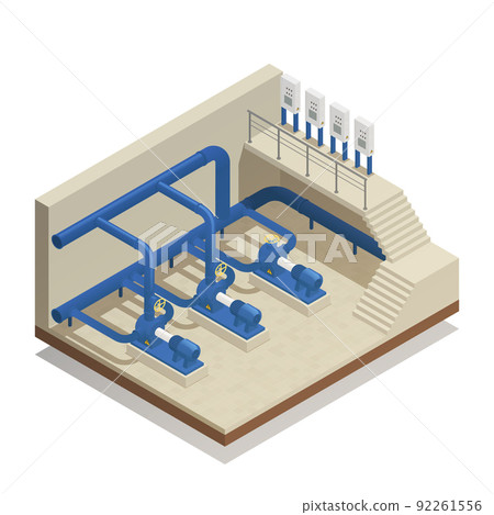Water Cleaning System Isometric Composition 92261556