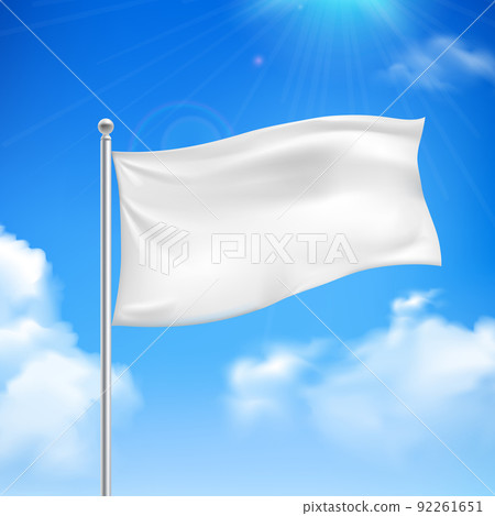 White flag blue sky background poster 92261651
