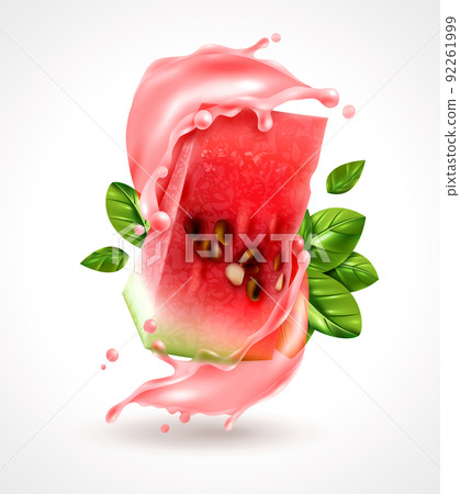 Watermelon Splash Realistic Composition 92261999