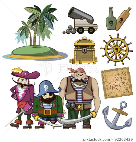 Vector pirate characters set in cartoon style 92262429