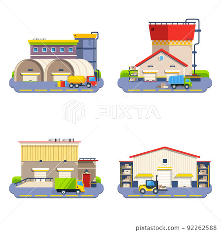 Warehouse Flat Icons Set - Stock Illustration [92262588] - PIXTA