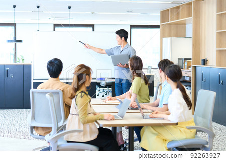 Business person large number meeting seminar presentation training 92263927