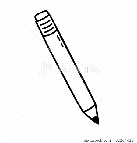 Pencil on white background. Hand drawn sketch. Coloring book for children. Postcard decor element. Art supplies. Doodle object. Pencil on white background. Hand drawn sketch. Coloring book for children. Postcard decor element. Art supplies. Doodle object. 92264423