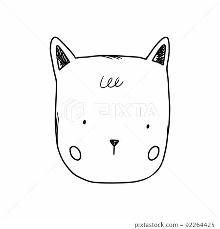 Muzzle cat doodle style. Coloring book for kids. Vector outline icon. Muzzle cat doodle style. Coloring book for kids. Vector outline icon. 92264425