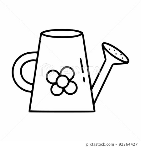 Watering can for watering garden plants. Vector illustration in doodle style. Watering can for watering garden plants. Vector illustration in doodle style. 92264427