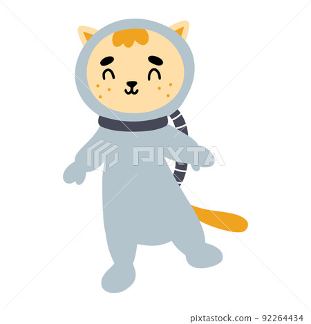 Cute cosmonaut cat. Cartoon style children character. Space illustration. Cute cosmonaut cat. Cartoon style children character. Space illustration. 92264434