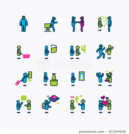 Bundle of metaverse vr flat line icons collection. simple design vector Bundle of metaverse vr flat line icons collection. simple design vector 92264646