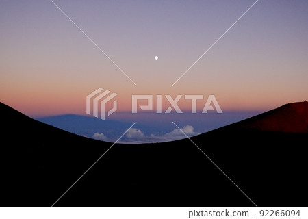 Hawaii Island Mauna Kea Mountain Shadows and Moonrise Hawaii Island Mauna Kea Mountain Shadows and Moonrise 92266094