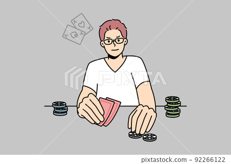 Man playing poker at table 92266122