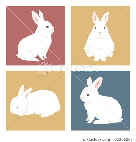 Illustrations of various white rabbits Illustrations of various white rabbits 92266205