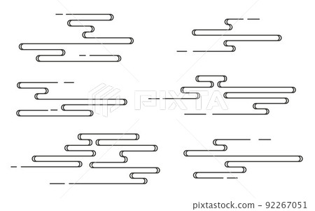Asian Chinese clouds set. Traditional oriental asian flat design elements. Outline vector illustration 92267051