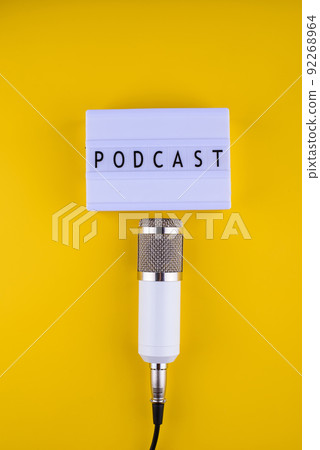 Podcast new episode concept with microphone 92268964