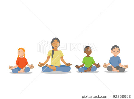 Multi-ethnic children and teachers meditating 92268998
