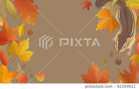 Autumn background illustration: fallen leaves and squirrel Autumn background illustration: fallen leaves and squirrel 92269022