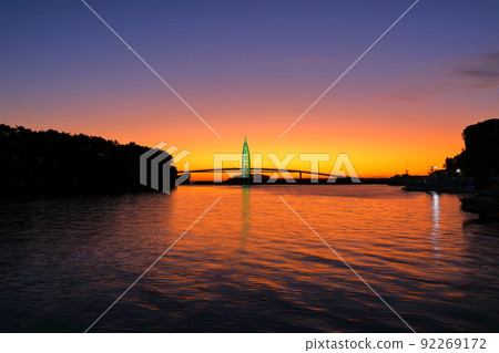 Saeyeongyo Bridge, Night View, Sunset, Glow, Beomseong, Saesom, Sea, Light, Sunset, Glow, 92269172