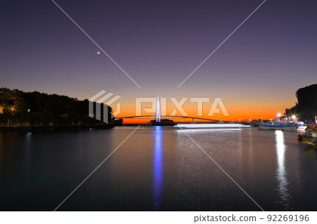 Saeyeongyo Bridge, Night View, Sunset, Glow, Beomseong, Saesom, Sea, Light, Sunset, Glow, 92269196
