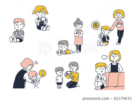 A set of things that happen when a small child has a smartphone 92270632