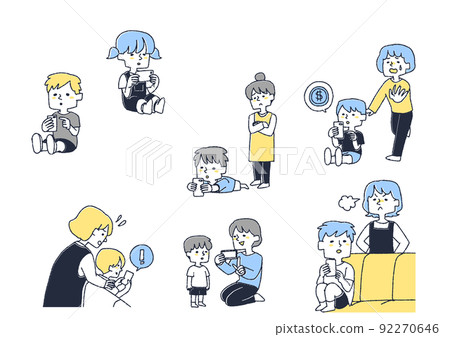 A set of things that happen when a small child has a smartphone 92270646