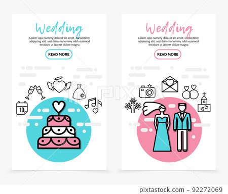 Wedding Line Icons Vertical Banners 92272069