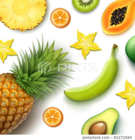 Tropical fruits background Tropical fruits background 92272084