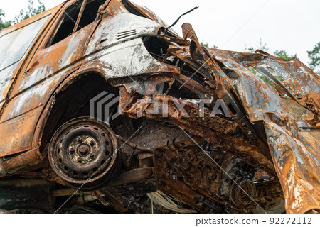 Irpin, Bucha district, Ukraine - war-destroyed cars Irpin, Bucha district, Ukraine - war-destroyed cars 92272112