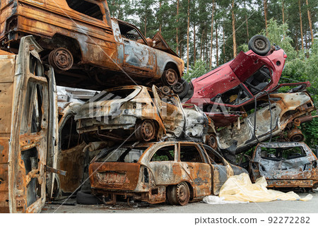 Dump of war-destroyed cars in Ukraine Dump of war-destroyed cars in Ukraine 92272282