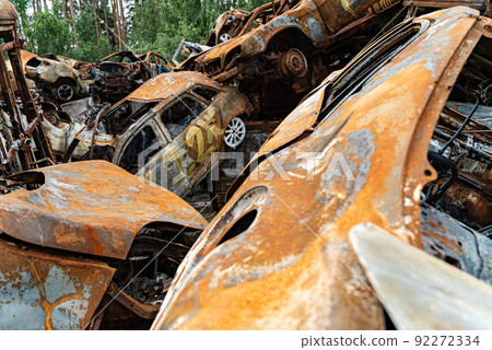 Irpin, Bucha district, Ukraine - war-destroyed cars Irpin, Bucha district, Ukraine - war-destroyed cars 92272334
