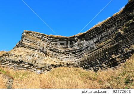 Suwolbong geological trail, snow layer, coast, beach, cliff, lava, Eongal coast, promenade, 92272668