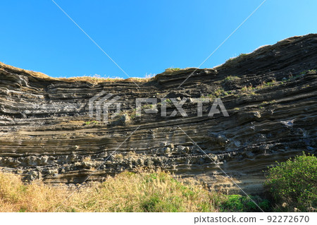 Suwolbong geological trail, snow layer, coast, beach, cliff, lava, Eongal coast, promenade, 92272670
