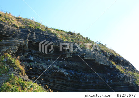 Suwolbong geological trail, snow layer, coast, beach, cliff, lava, Eongal coast, promenade, 92272678