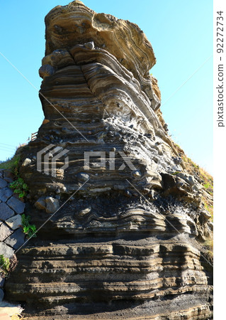 Suwolbong geological trail, snow layer, coast, beach, cliff, lava, Eongal coast, promenade, 92272734