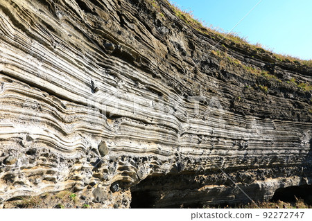 Suwolbong geological trail, snow layer, coast, beach, cliff, lava, Eongal coast, promenade, 92272747