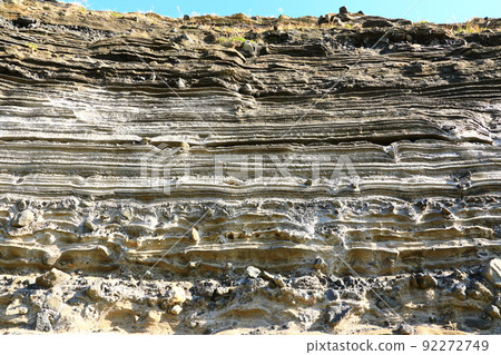 Suwolbong geological trail, snow layer, coast, beach, cliff, lava, Eongal coast, promenade, 92272749