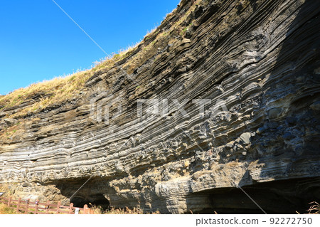 Suwolbong geological trail, snow layer, coast, beach, cliff, lava, Eongal coast, promenade, 92272750