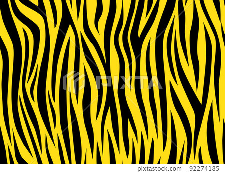 Zebra yellow abstract seamless pattern. Black stripes, repeating background. Vector printing for fabrics, posters, banners.  92274185