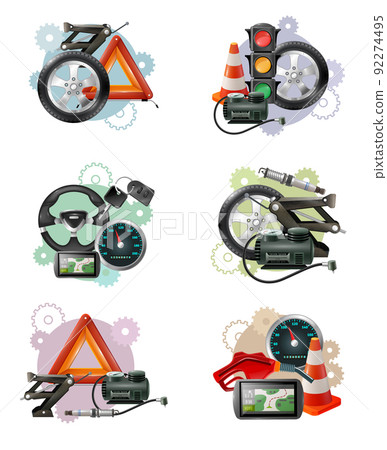 Car Maintenance Sign Set Car Maintenance Sign Set 92274495