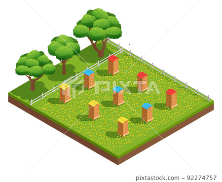 Isometric Composition Of Beekeeping Apiary Isometric Composition Of Beekeeping Apiary 92274757